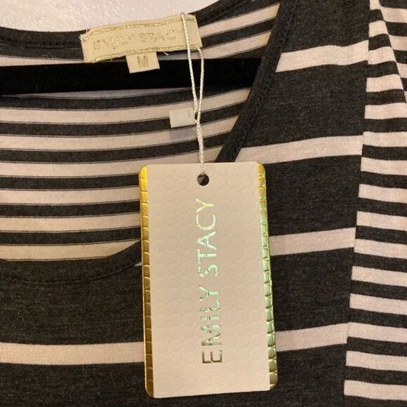 Shark Bite Hem Striped Long Sleeve Midi Dress by Emily Stacy Medium and Large - Picture 6 of 11